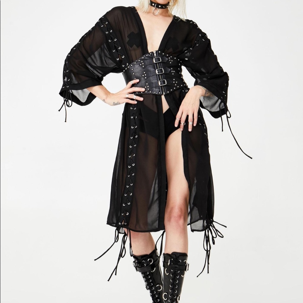 NWT Club Exx Dollskill Lace Up Robe Goth Fetish